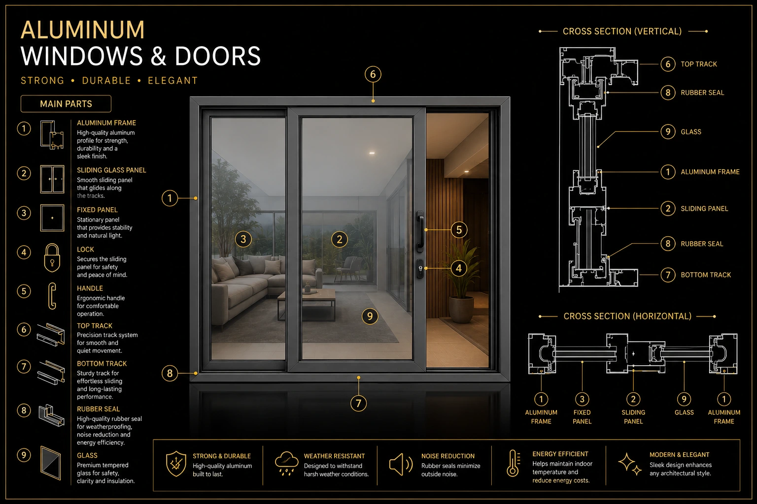 Aluminum doors technical diagram
