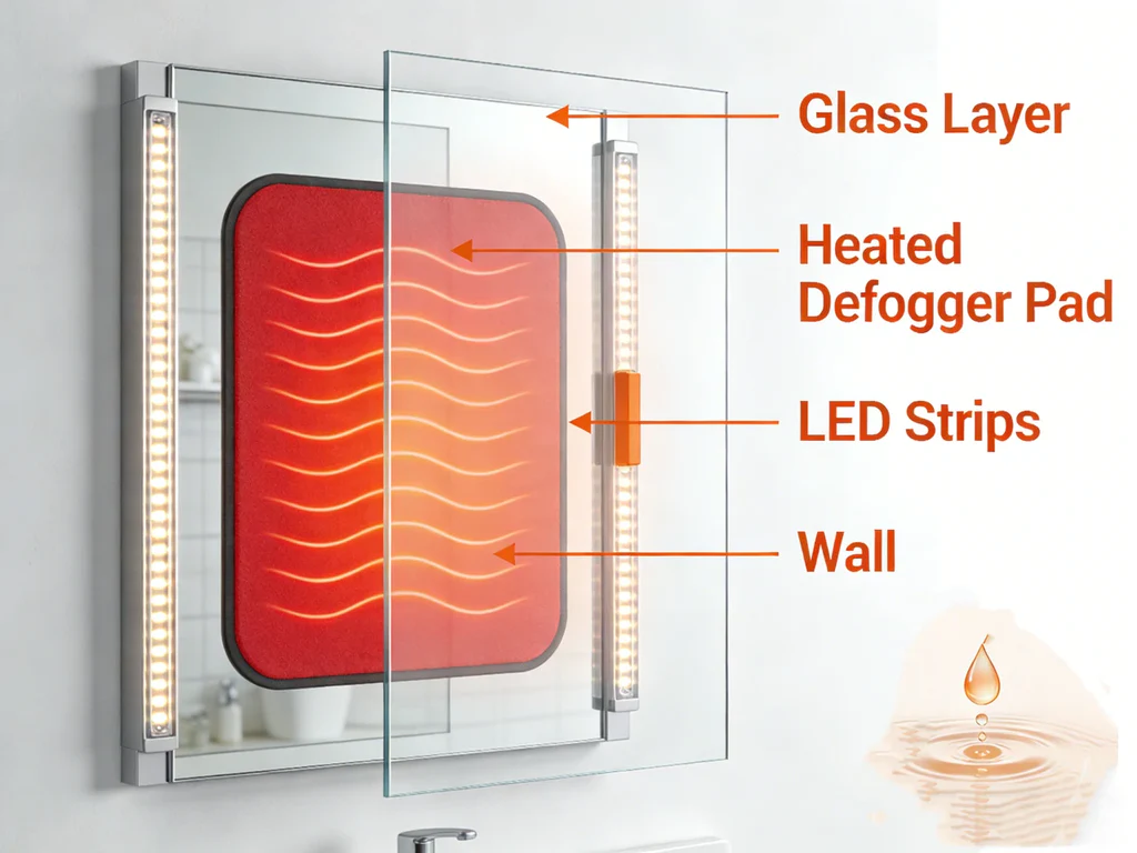 Anti-fog LED mirror